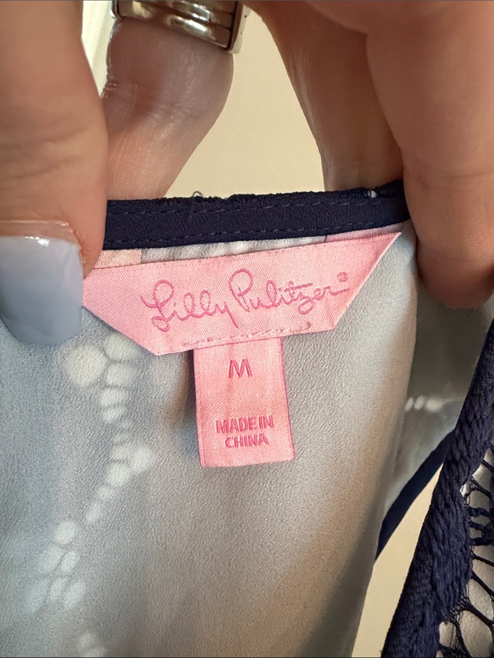 Lilly Pulitzer Blue Lace Blouse with Elegant Design - Picture 2 of 7